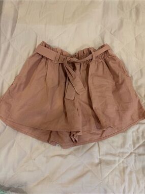 H&M Pink Paperbag Waist Tie-Front Shorts